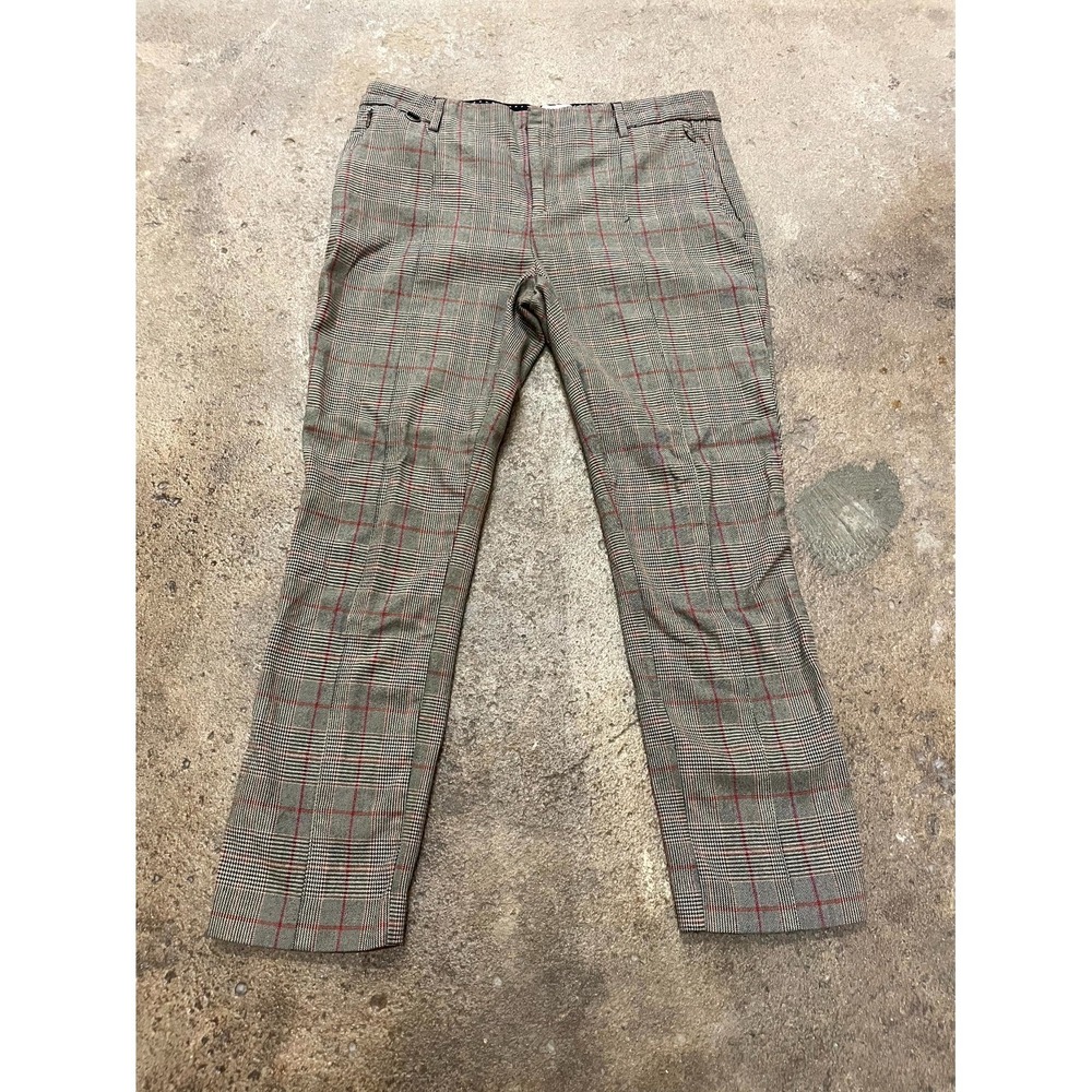 Anthropologie The Essential Slim Dress Pants Women 6 Gray Glen Plaid Tapered Leg